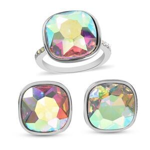 Simulated White Mystic Topaz and Simulated Mystic White Crystal Ring Size 6.50